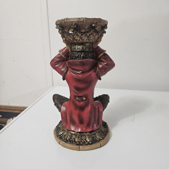 Bell Hop Monkey Pillar Candle Holder 7" Tall! - Picture 2 of 3